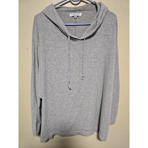 Chic Soul Tops - Chic Soul Women's Super Soft Stretchy Plush Light Grey Hoodie Plus Size 3xl